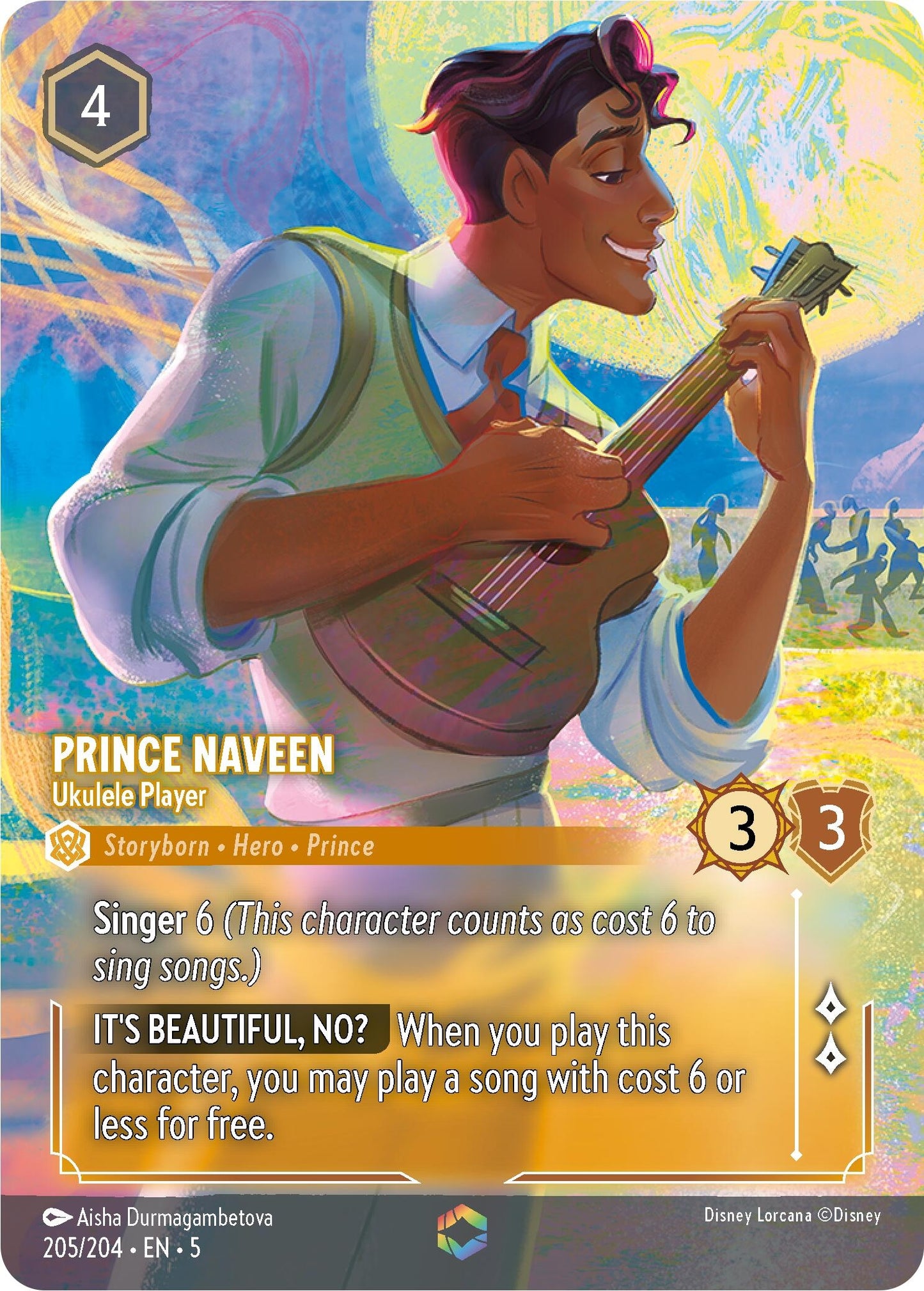 Image for Prince Naveen - Ukulele Player (Enchanted) (205/204) (Shimmering Skies) - Disney Lorcana