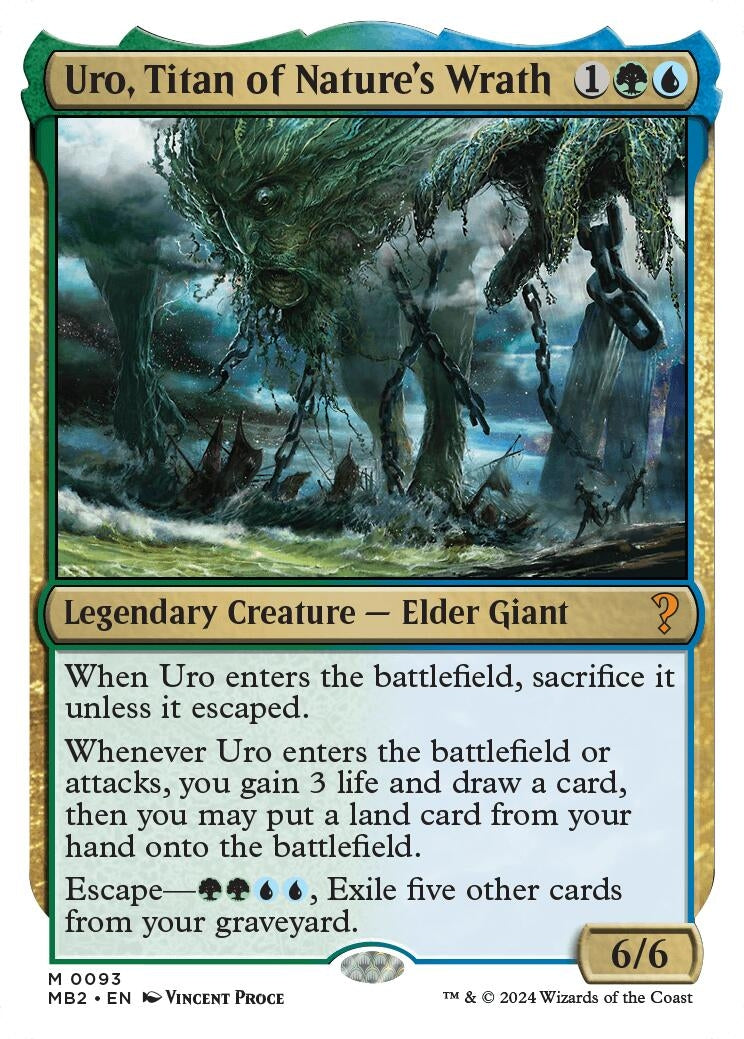 Image for Uro, Titan of Nature's Wrath (White Border) (93) (Mystery Booster 2) - Magic: The Gathering