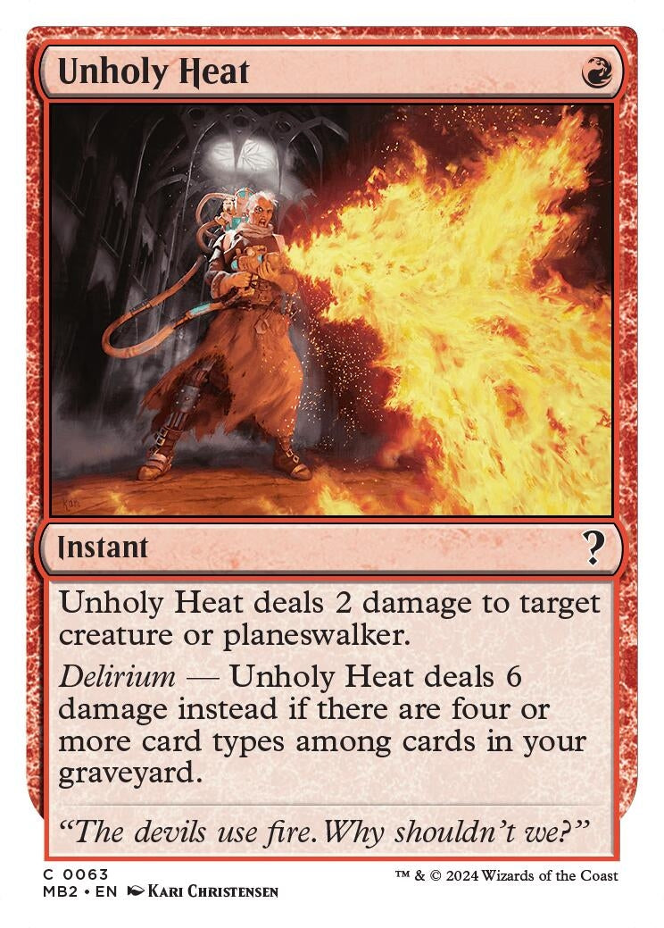 Image for Unholy Heat (White Border) (63) (Mystery Booster 2) - Magic: The Gathering
