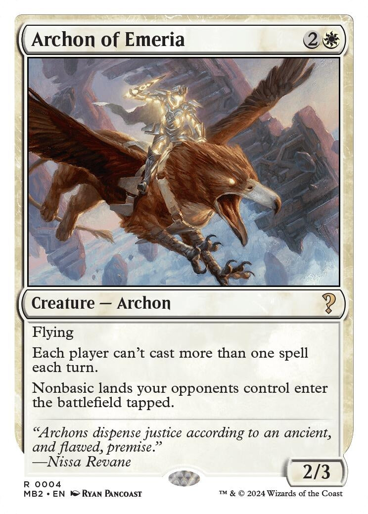 Image for Archon of Emeria (White Border) (4) (Mystery Booster 2) - Magic: The Gathering