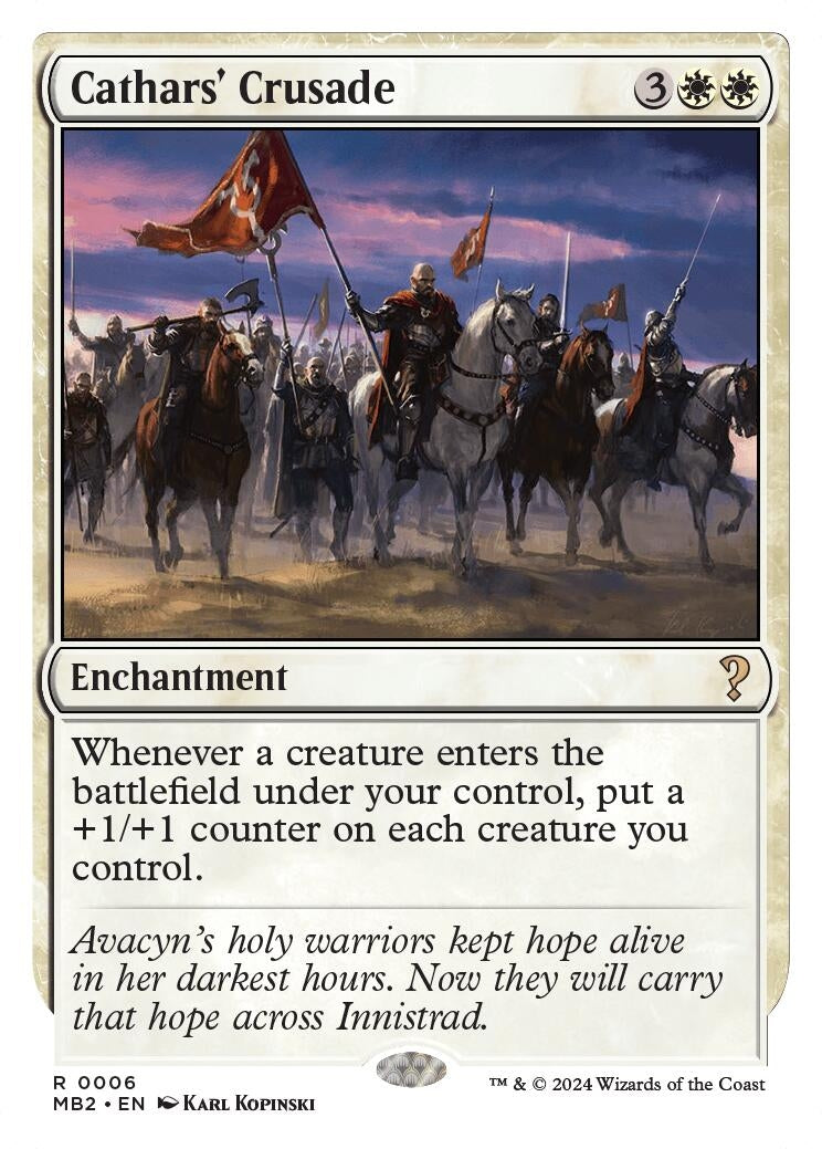 Image for Cathars' Crusade (White Border) (6) (Mystery Booster 2) - Magic: The Gathering