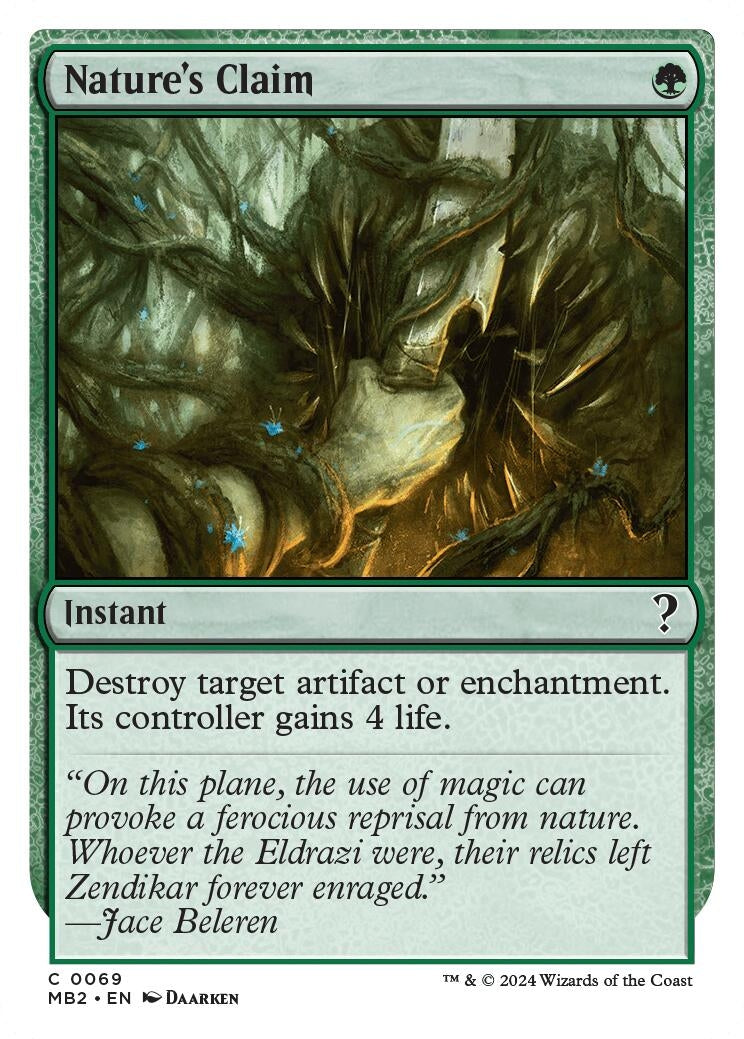 Image for Nature's Claim (White Border) (69) (Mystery Booster 2) - Magic: The Gathering