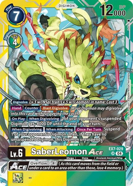Image for SaberLeomon ACE (EX7-029 SR) (Digimon LIBERATOR) - Digimon Card Game
