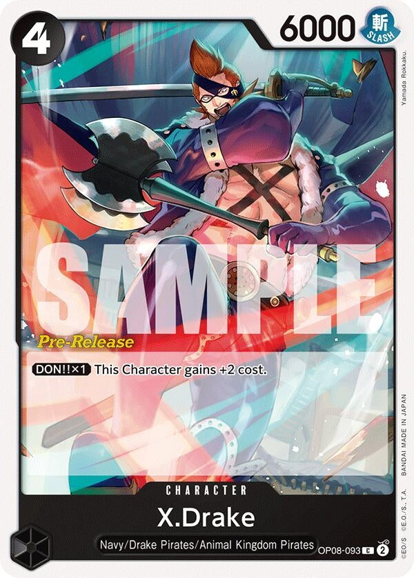 Image for X.Drake (OP08-093) (Two Legends Pre-Release Cards) - One Piece Card Game