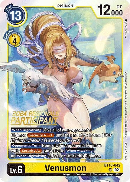 Image for Venusmon (2024 Regionals Participant) (BT10-042 SR) (Xros Encounter) - Digimon Card Game