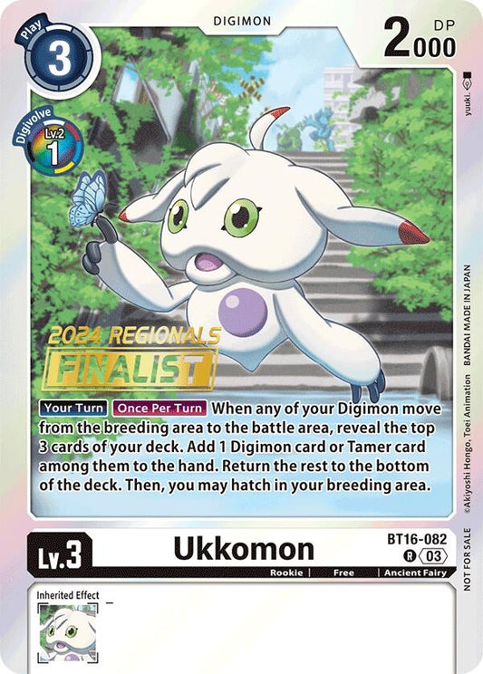 Image for Ukkomon (2024 Regionals Finalist) (BT16-082 R) (Beginning Observer) - Digimon Card Game