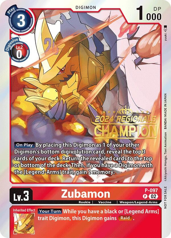 Image for Zubamon - P-097 (2024 Regionals Champion) (P-097 P) (Digimon Promotion Cards) - Digimon Card Game