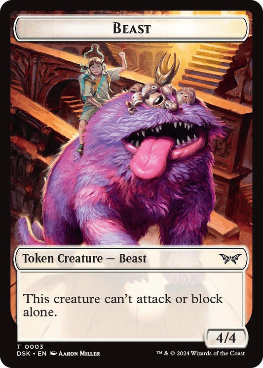 Image for Beast // Manifest Double-Sided Token (3 // 18) (Duskmourn: House of Horror) - Magic: The Gathering