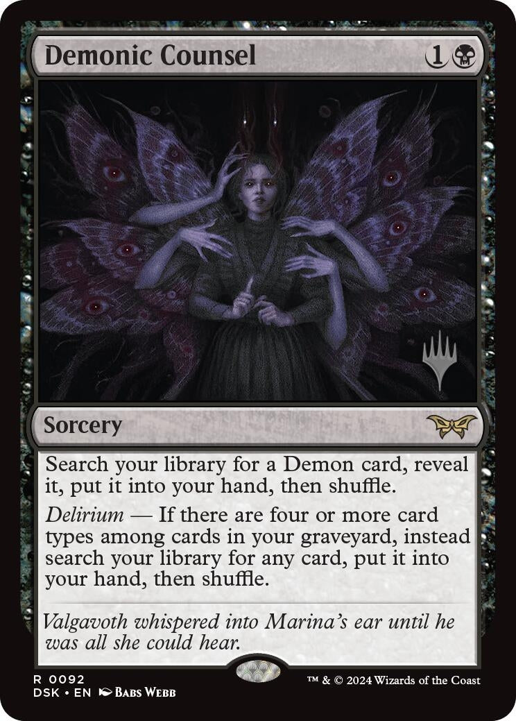 Image for Demonic Counsel (92) (Promo Pack: Duskmourn: House of Horror) - Magic: The Gathering