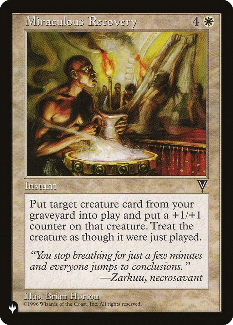 Image for Miraculous Recovery (The List Reprints) - Magic: The Gathering