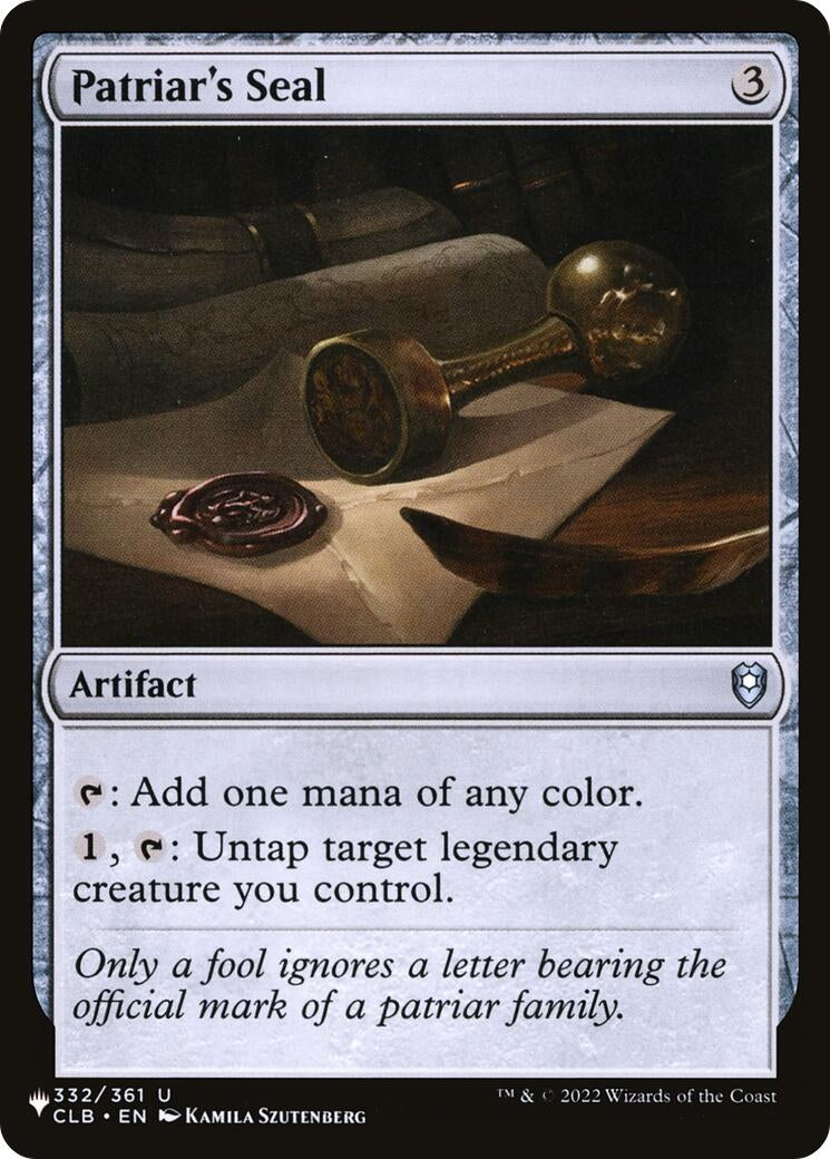 Image for Patriar's Seal (332/361) (The List Reprints) - Magic: The Gathering