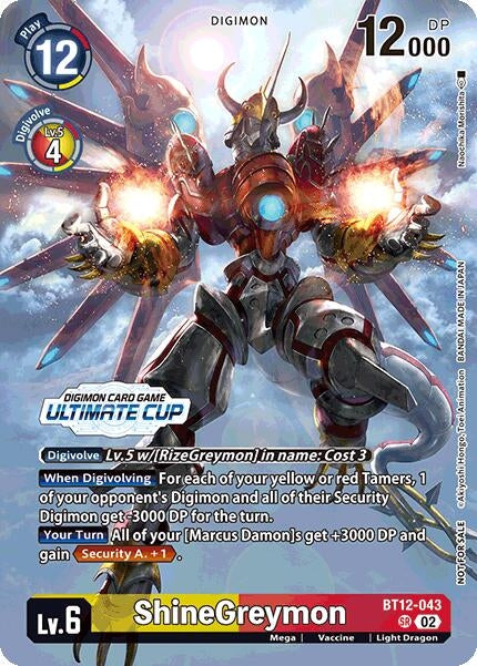 Image for ShineGreymon (Ultimate Cup 2024) (BT12-043 SR) (Across Time) - Digimon Card Game