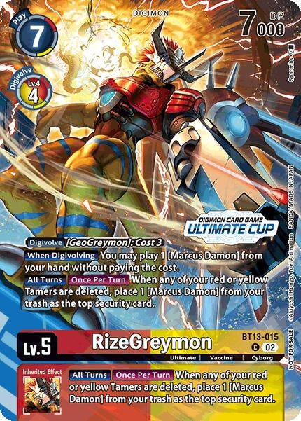 Image for RizeGreymon (Ultimate Cup 2024) (BT13-015 C) (Versus Royal Knights) - Digimon Card Game