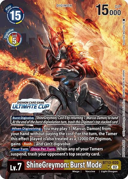 Image for ShineGreymon: Burst Mode (Ultimate Cup 2024) (BT13-020 SR) (Versus Royal Knights) - Digimon Card Game