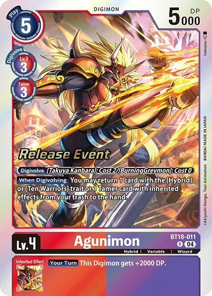 Image for Agunimon (BT18-011 R) (Release Special Booster 2.0 Celebration Event Cards) - Digimon Card Game