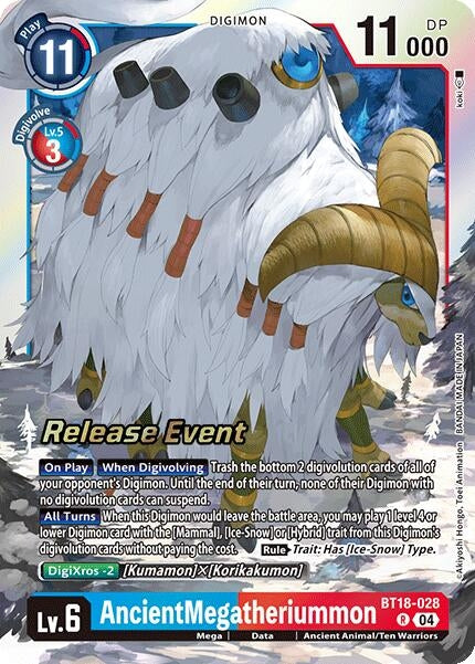 Image for AncientMegatheriummon (BT18-028 R) (Release Special Booster 2.0 Celebration Event Cards) - Digimon Card Game