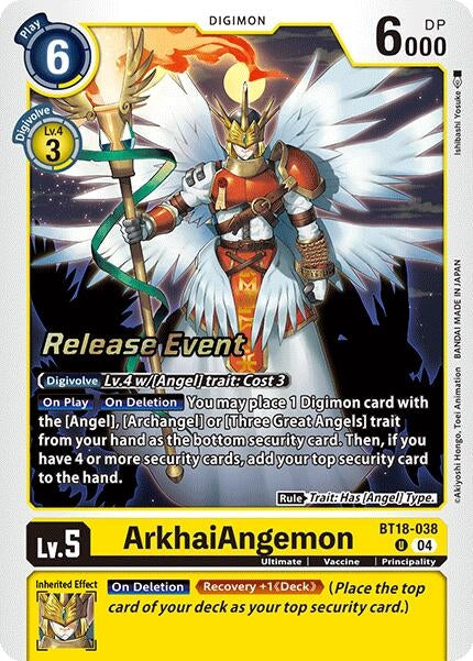 Image for ArkhaiAngemon (BT18-038 U) (Release Special Booster 2.0 Celebration Event Cards) - Digimon Card Game