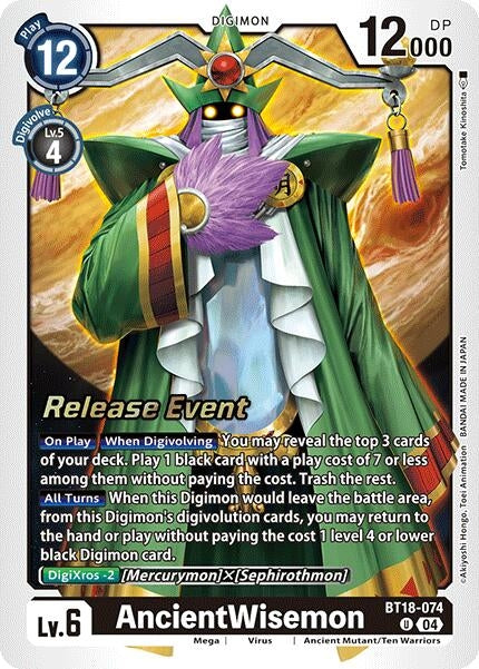 Image for AncientWisemon (BT18-074 U) (Release Special Booster 2.0 Celebration Event Cards) - Digimon Card Game