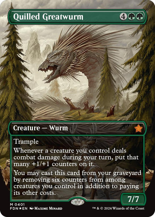 Image for Quilled Greatwurm (Borderless) (Mana Foil) (401) (Foundations) - Magic: The Gathering