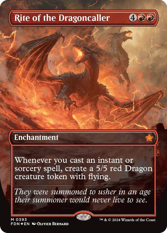 Image for Rite of the Dragoncaller (Borderless) (Mana Foil) (393) (Foundations) - Magic: The Gathering