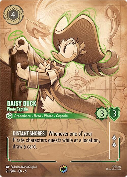 Image for Daisy Duck - Pirate Captain (Enchanted) (211/204) (Azurite Sea) - Disney Lorcana