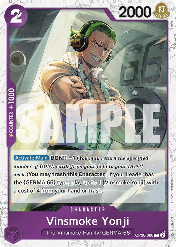 Image for Vinsmoke Yonji (OP06-066) (Jolly Roger Foil) (OP06-066) (Premium Booster -The Best-) - One Piece Card Game