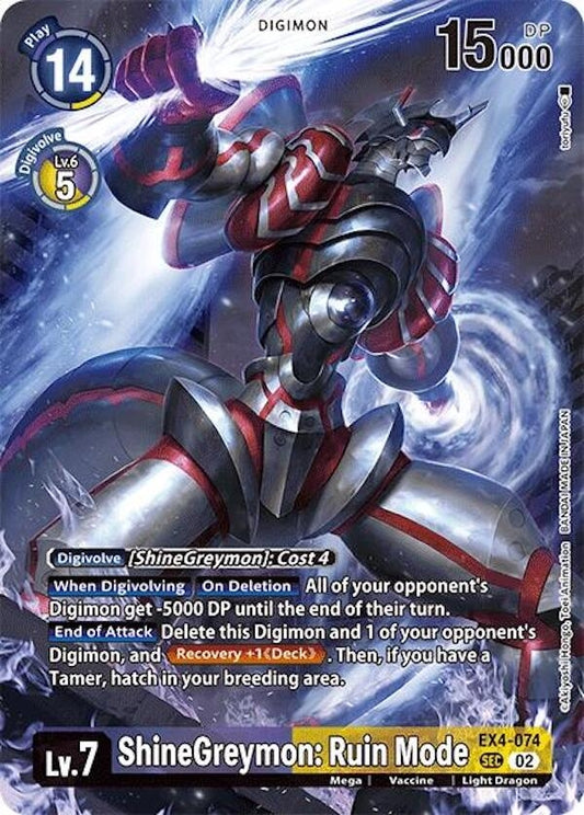 Image for ShineGreymon: Ruin Mode (Alternate Art) (EX4-074 SEC) (Special Limited Set) - Digimon Card Game