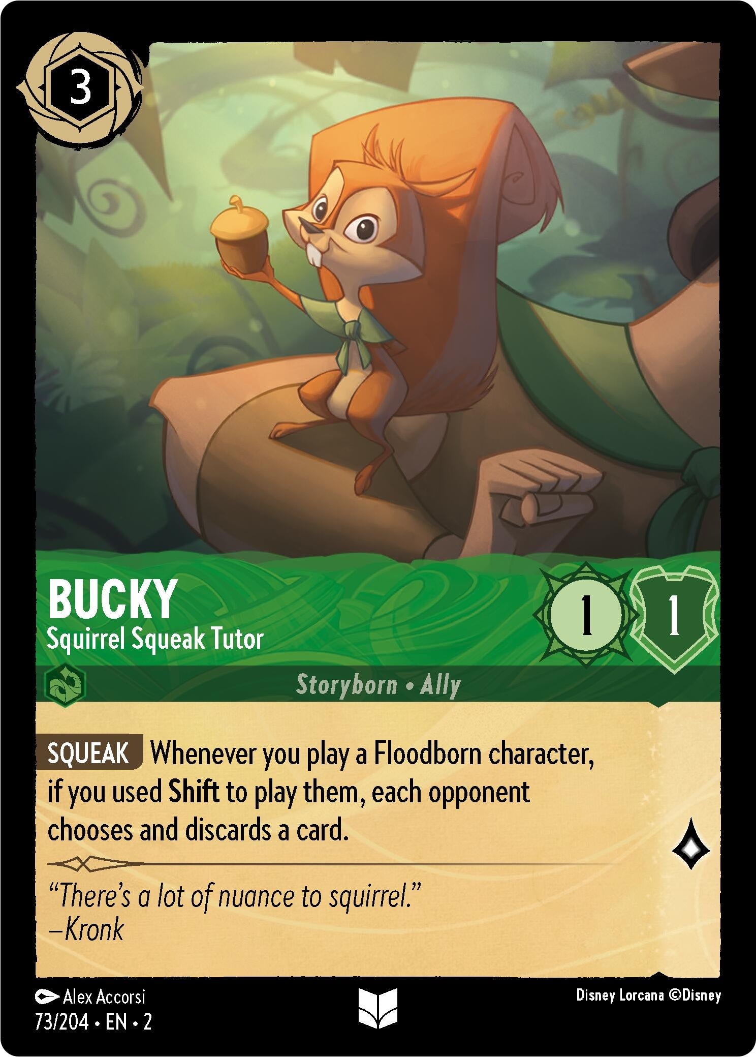 Image for Bucky - Squirrel Squeak Tutor (Errata Version) (73/204) (Rise of the Floodborn) - Disney Lorcana