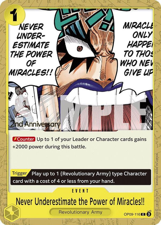 Image for Never Underestimate the Power of Miracles!! (OP09-116) (Emperors in the New World: 2nd Anniversary Tournament Cards) - One Piece Card Game