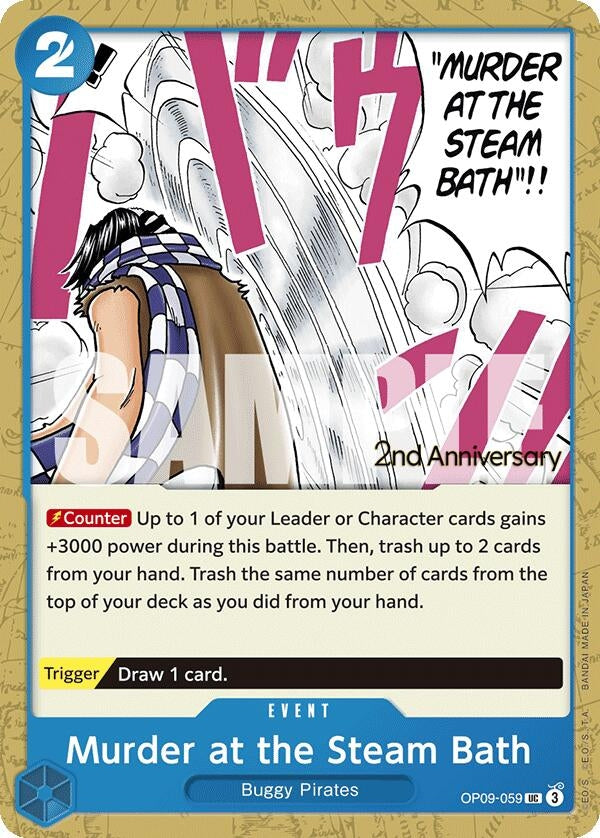 Image for Murder at the Steam Bath (OP09-059) (Emperors in the New World: 2nd Anniversary Tournament Cards) - One Piece Card Game