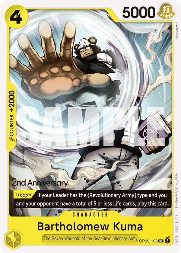 Image for Bartholomew Kuma (OP09-108) (Emperors in the New World: 2nd Anniversary Tournament Cards) - One Piece Card Game
