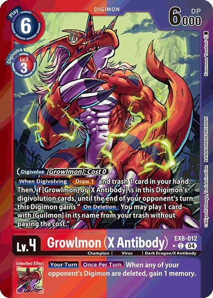 Image for Growlmon (X Antibody) (Limited Foil) (EX8-012 C) (Chain of Liberation) - Digimon Card Game
