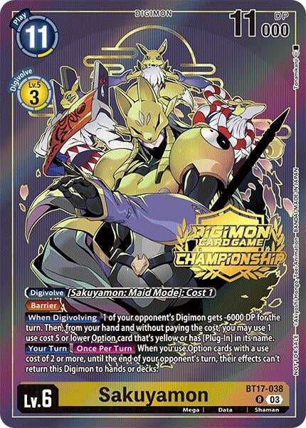 Image for Sakuyamon (Championship 2024 Gold Stamp Card Set) (BT17-038 R) (Secret Crisis) - Digimon Card Game