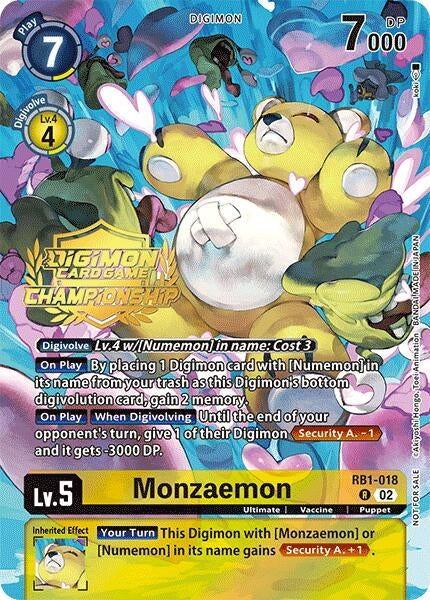 Image for Monzaemon (Championship 2024 Tamers Pack) (RB1-018 R) (Resurgence Booster) - Digimon Card Game