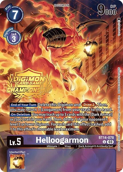 Image for Helloogarmon (Championship 2024 Tamers Pack) (BT14-078 U) (Blast Ace) - Digimon Card Game
