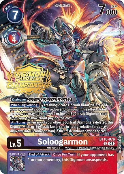Image for Soloogarmon (Championship 2024 Tamers Pack) (BT16-076 U) (Beginning Observer) - Digimon Card Game