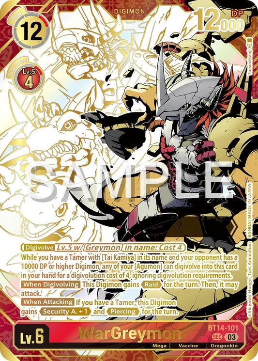 Image for WarGreymon (Rare Pull) (BT14-101 SEC) (Release Special Booster 2.5) - Digimon Card Game