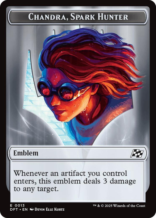 Image for Emblem - Chandra, Spark Hunter // Vehicle Double-Sided Token (13 // 12) (Aetherdrift) - Magic: The Gathering