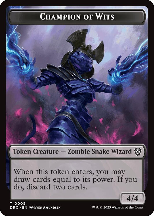 Image for Champion of Wits // Zombie (0003) Double-Sided Token (5 // 3) (Commander: Aetherdrift) - Magic: The Gathering