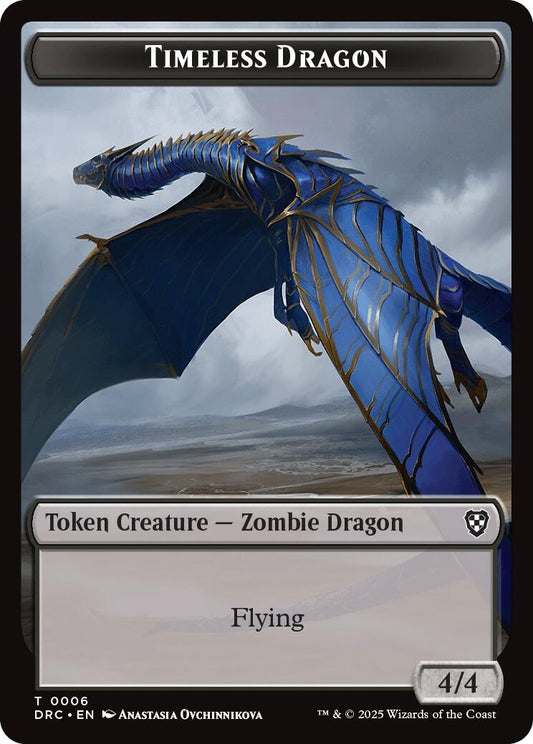Image for Timeless Dragon // Zombie (0007) Double-Sided Token (6 // 7) (Commander: Aetherdrift) - Magic: The Gathering