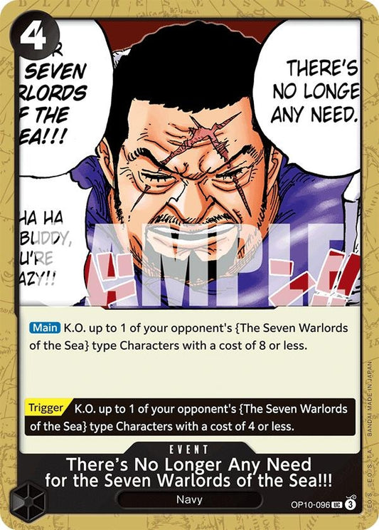 Image for There's No Longer Any Need for the Seven Warlords of the Sea!!! (OP10-096) (Royal Blood) - One Piece Card Game