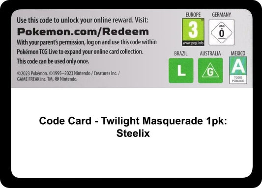 Image for Code Card - Twilight Masquerade Single Pack Blister [Steelix] (SV06: Twilight Masquerade) - Pokemon