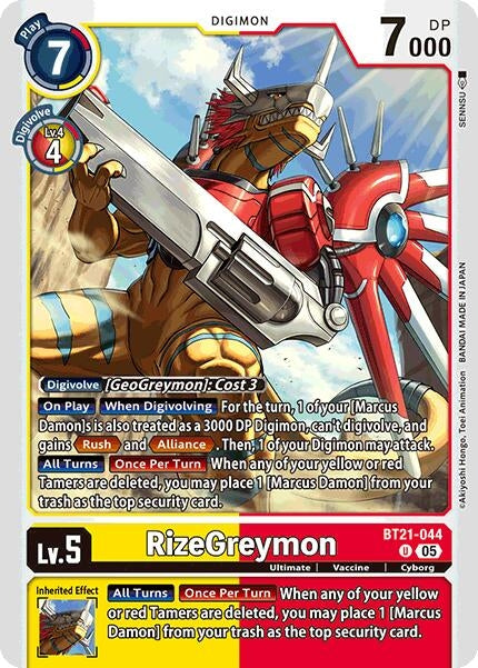 Image for RizeGreymon (BT21-044 U) (World Convergence) - Digimon Card Game