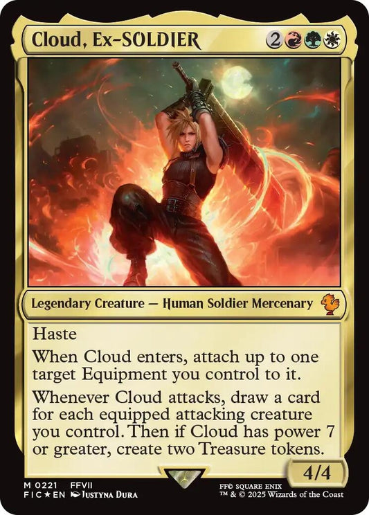Image for Cloud, Ex-SOLDIER (Surge Foil) (221) (Commander: FINAL FANTASY) - Magic: The Gathering