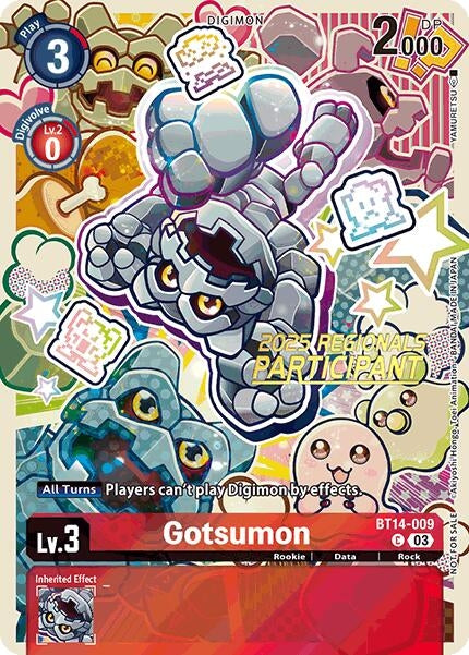 Image for Gotsumon (2025 Regionals Participant) (BT14-009 C) (Blast Ace) - Digimon Card Game