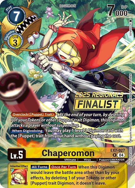 Image for Chaperomon (2025 Regionals Finalist) (EX7-027 R) (Digimon LIBERATOR) - Digimon Card Game
