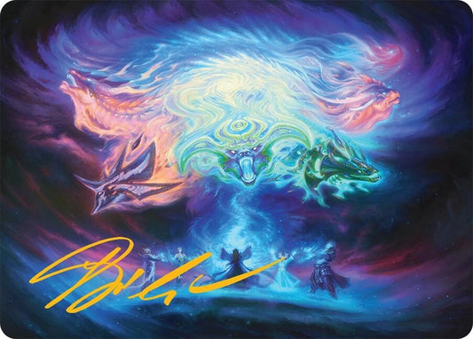 Image for Call the Spirit Dragons Art Card (21/54) (Gold-Stamped Signature) (21) (Art Series: Tarkir: Dragonstorm) - Magic: The Gathering