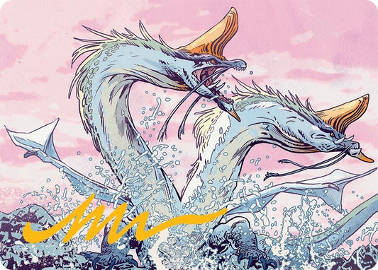 Image for Twinmaw Stormbrood Art Card (39/54) (Gold-Stamped Signature) (39) (Art Series: Tarkir: Dragonstorm) - Magic: The Gathering