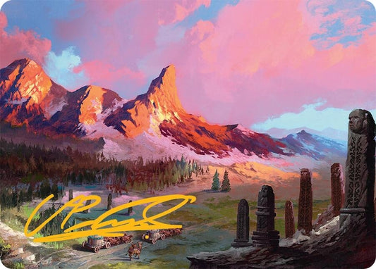 Image for Rugged Highlands Art Card (29/54) (Gold-Stamped Signature) (29) (Art Series: Tarkir: Dragonstorm) - Magic: The Gathering