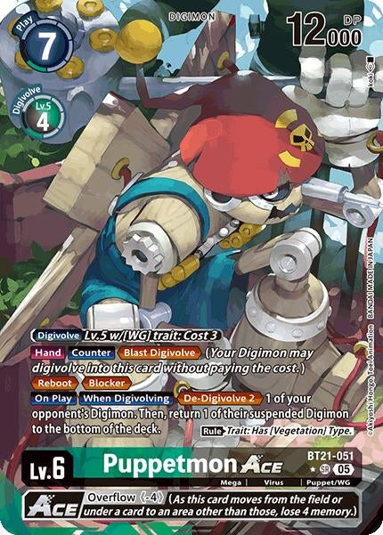 Image for Puppetmon ACE (Alternate Art) (BT21-051 SR) (World Convergence) - Digimon Card Game